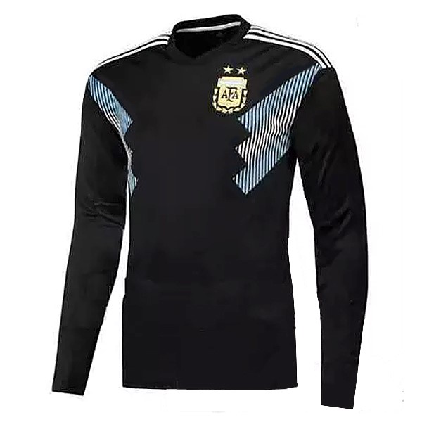 Thailande Maillot Football Argentine Exterieur ML 2018 Noir Bleu